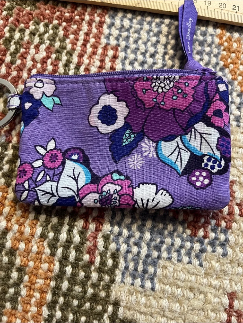 Vera Bradley Zip ID Case Enchanted Garden Card Holder Coin Purse Like New - Picture 5 of 6